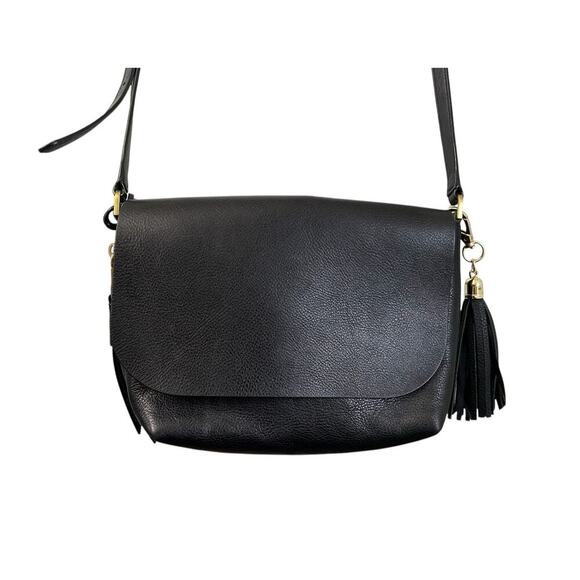 Fossil Maya Black Pebble Leather Small Flap Crossbody Bag Adjustable Strap Purse - Picture 1 of 16